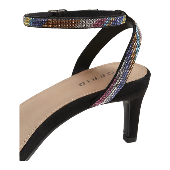 Torrid NWT Embellished Kitten Heel Faux Suede Black (WW) Size 6 Rainbow - Picture 4 of 7